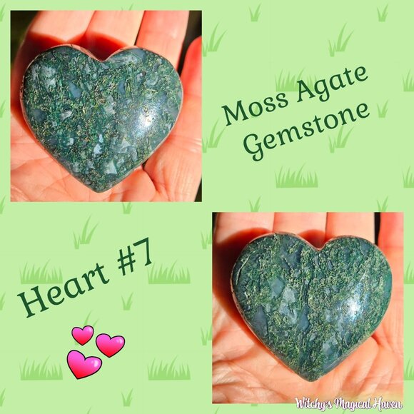 Moss Agate Gemstone Crystal Hearts - Picture 8 of 9